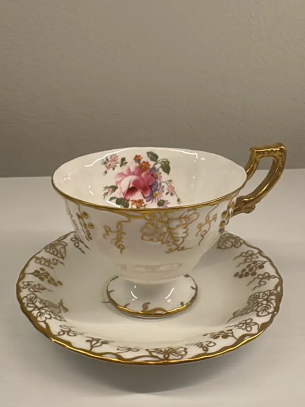 Vintage Royal Crown Derby Vine 3-Piece Tea Trio Cup Saucer Plate England 1920s